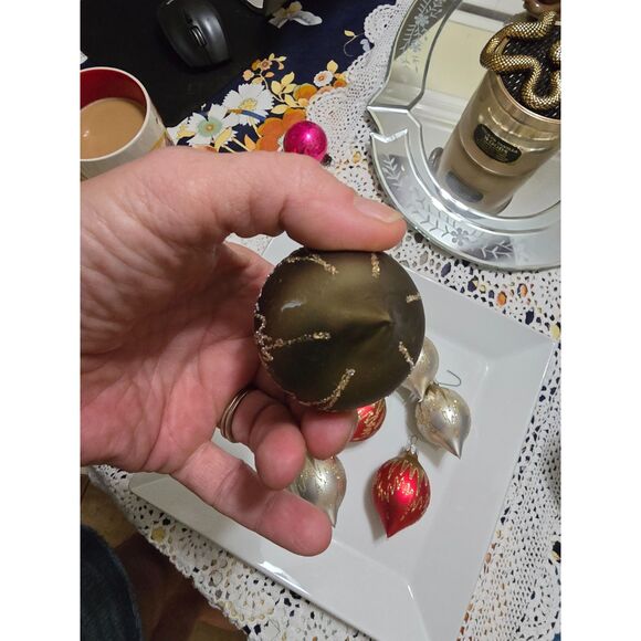 VTG Glass Tear Shaped Ornaments 7 Satin Teardrop 3 " - Picture 3 of 5